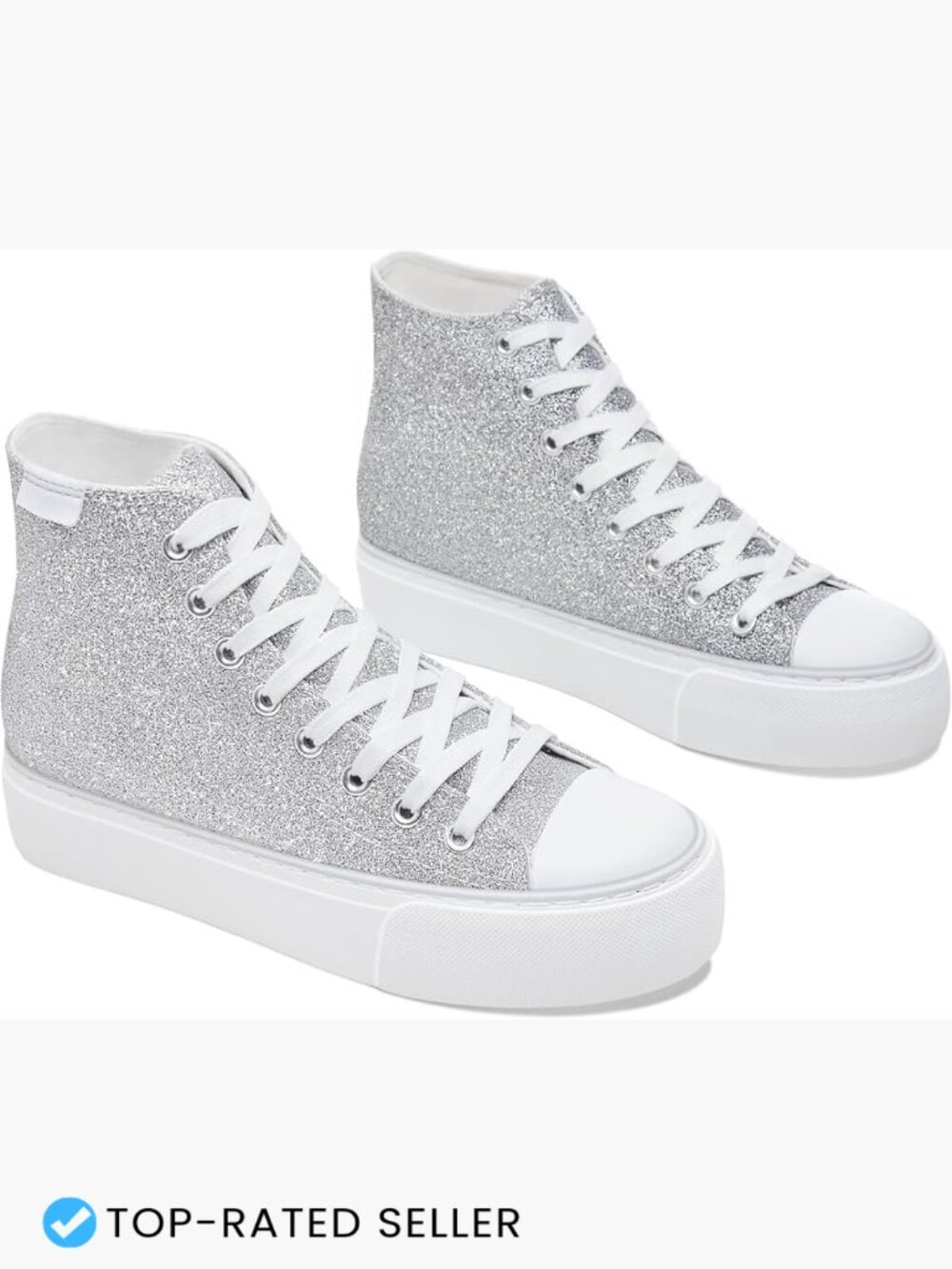 Glitter Platform High Top Fashion Sneakers Sparkly Bling Mid Calf Women's